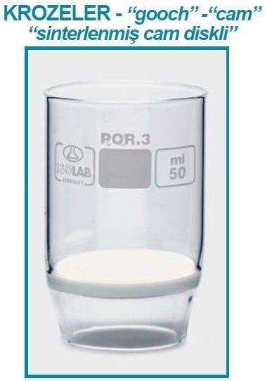 İSOLAB 043.02.033 kroze - gooch - sinter cam filtreli - 1D - por 3 - 30ml (1 adet)
