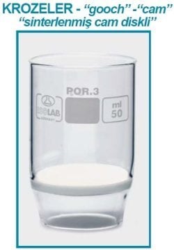 İSOLAB 043.02.054 kroze - gooch - sinter cam filtreli - 2D - por 4 - 50ml (1 adet)