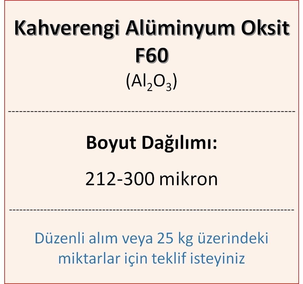 Kahverengi Alüminyum Oksit F60 - Al2O3 - 212-300mikron 500 gram