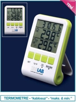 İSOLAB 059.03.003 termometre - kablosuz - max&min (1 adet)