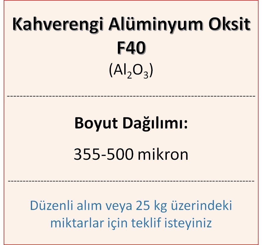 Kahverengi Alüminyum Oksit F40 - Al2O3 - 355-500mikron 500 gram