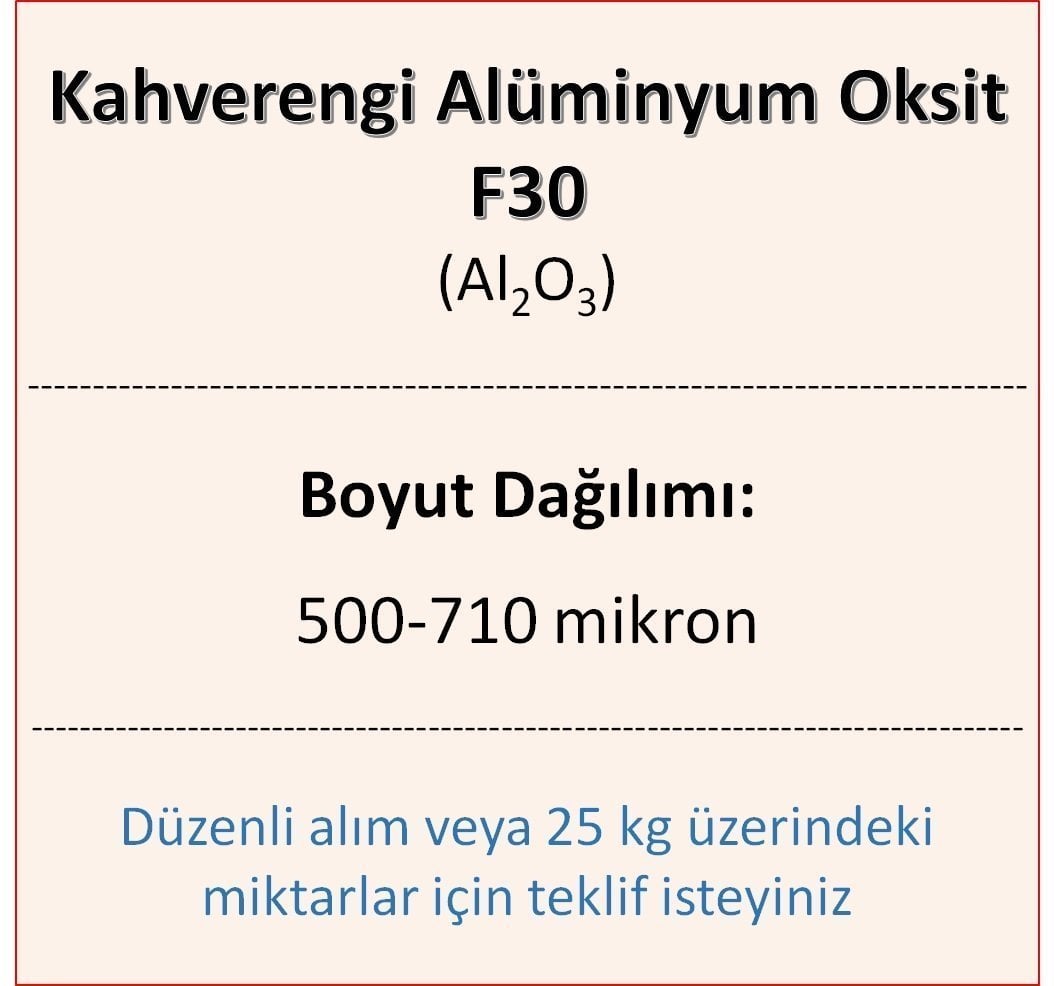 Kahverengi Alüminyum Oksit F30 - Al2O3 - 500-710mikron 1 kg