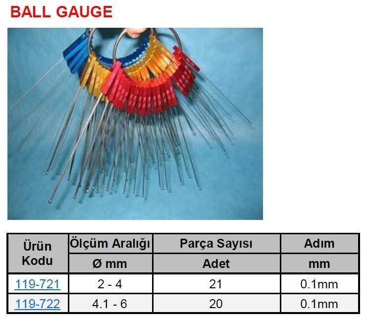 Ball Gauge 2-4mm Top Tutacağı