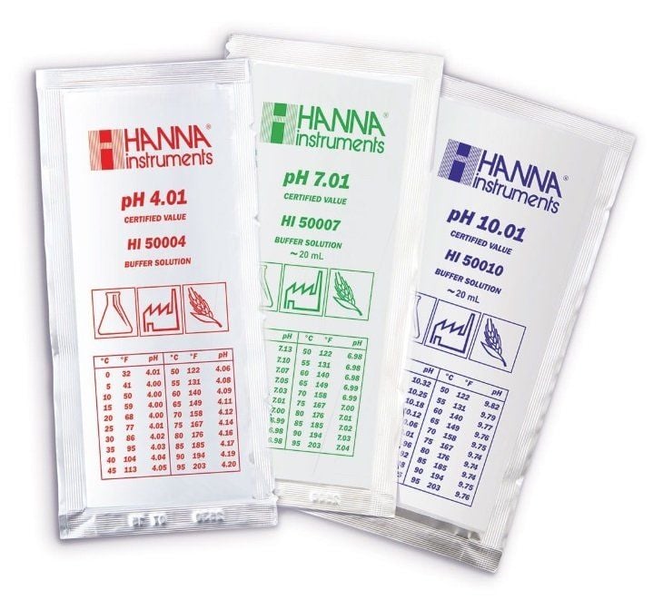 HANNA HI70004C pH 4.01 - 25oC Kalibrasyon Tampon Torbaları, Analiz Sertifikası ile, (25 x 20mL)