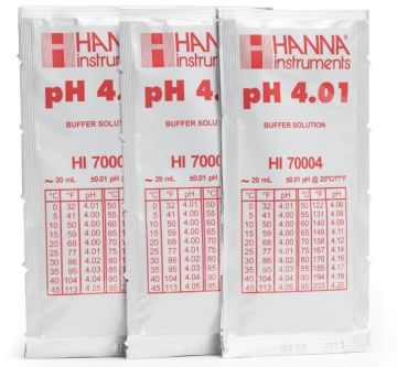 HANNA HI70004P pH 4.01 - 25oC Kalibrasyon Tampon Torbaları, (25 x 20mL)
