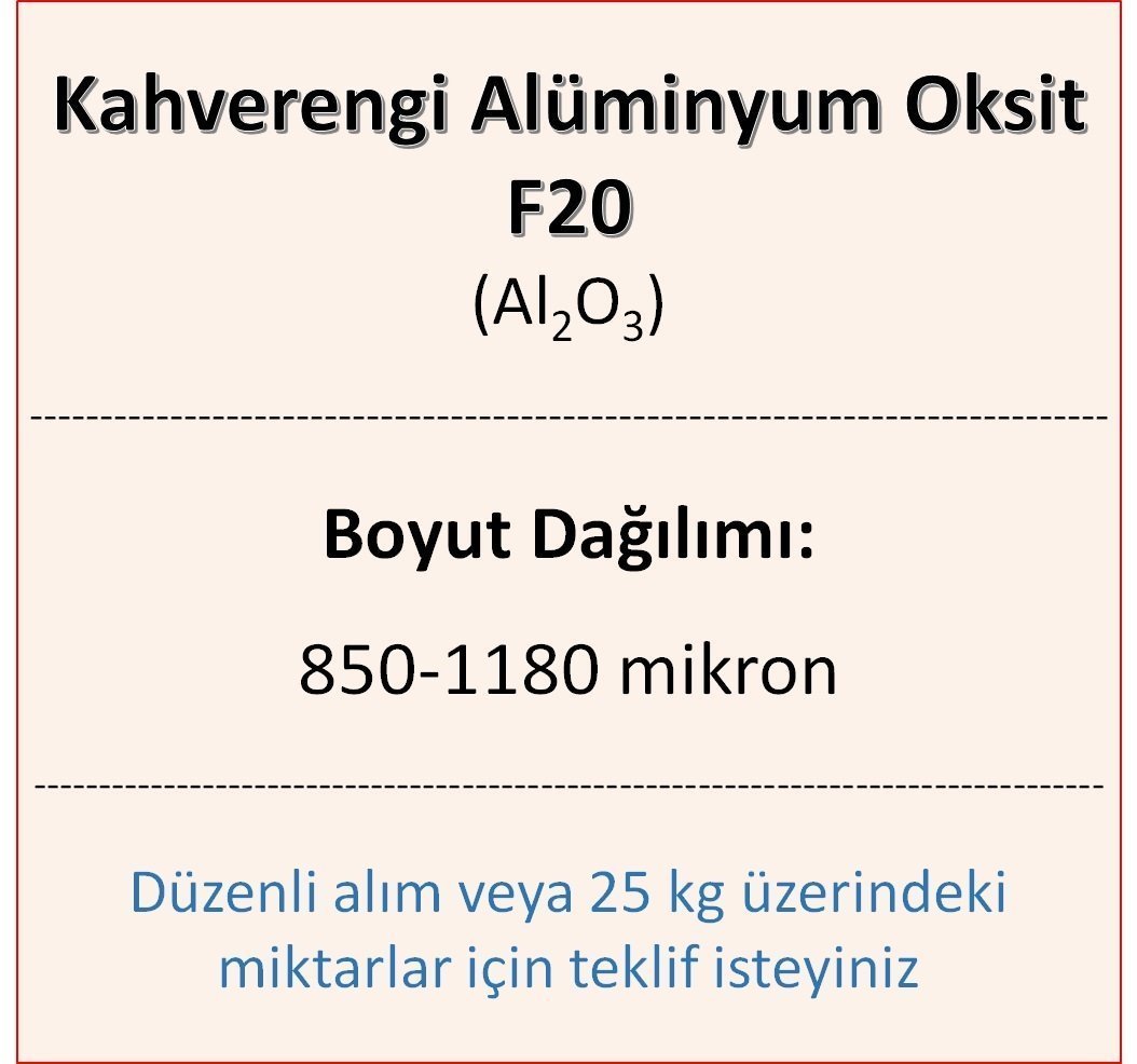 Kahverengi Alüminyum Oksit F20 - Al2O3 - 850-1180mikron 5 kg
