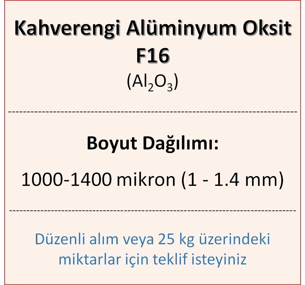 Kahverengi Alüminyum Oksit F16 - Al2O3 - 1000-1400mikron 500 gram