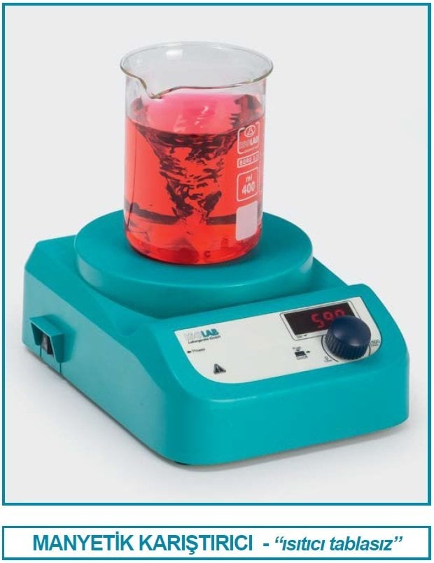 İSOLAB 613.03.001 karıştırıcı - manyetik - ısıtıcısız - LED göstergeli (1 adet)