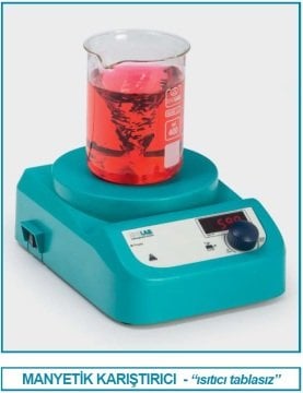 İSOLAB 613.03.001 karıştırıcı - manyetik - ısıtıcısız - LED göstergeli (1 adet)