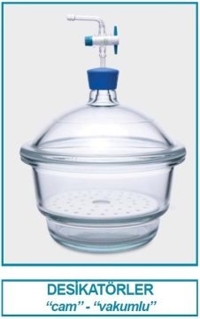 İSOLAB 039.02.200 desikatör - cam - vakum musluklu - çap 200 mm (1 adet)