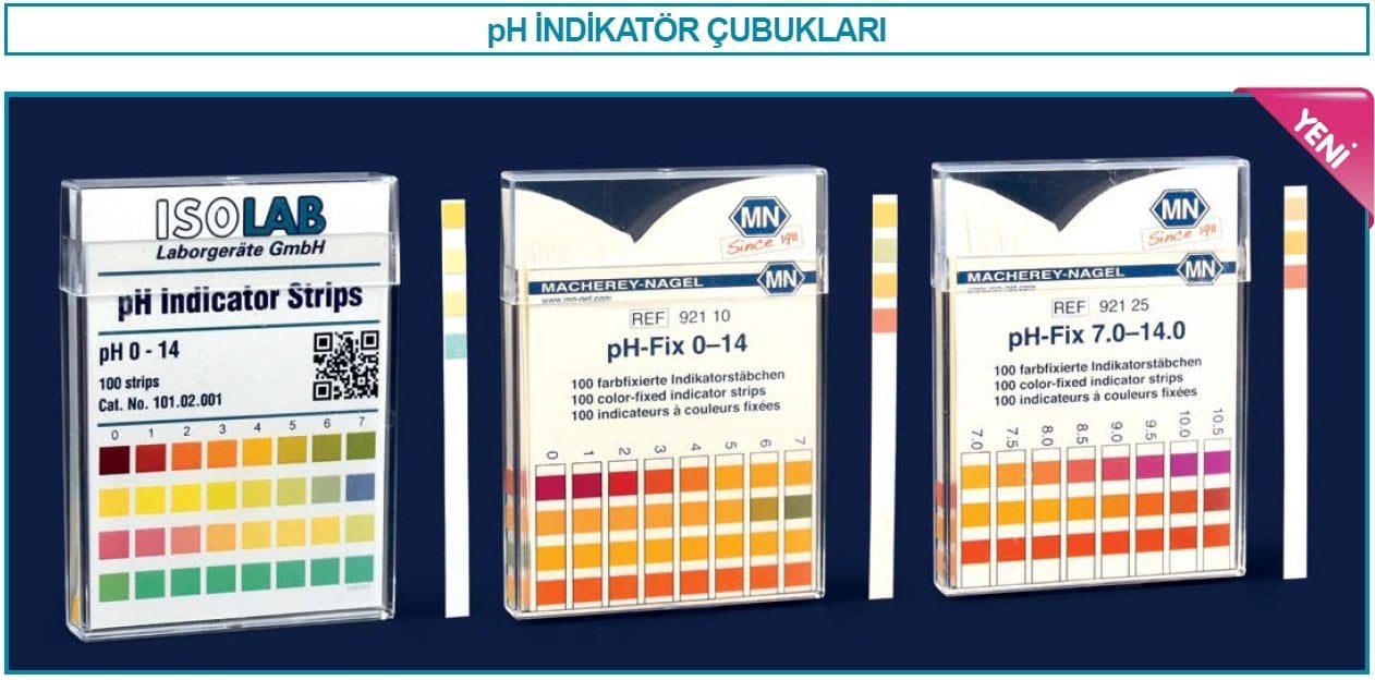 İSOLAB 101.02.003 pH indikatörü - 0.0 - 14.0 pH - M&N (100 çubuk)