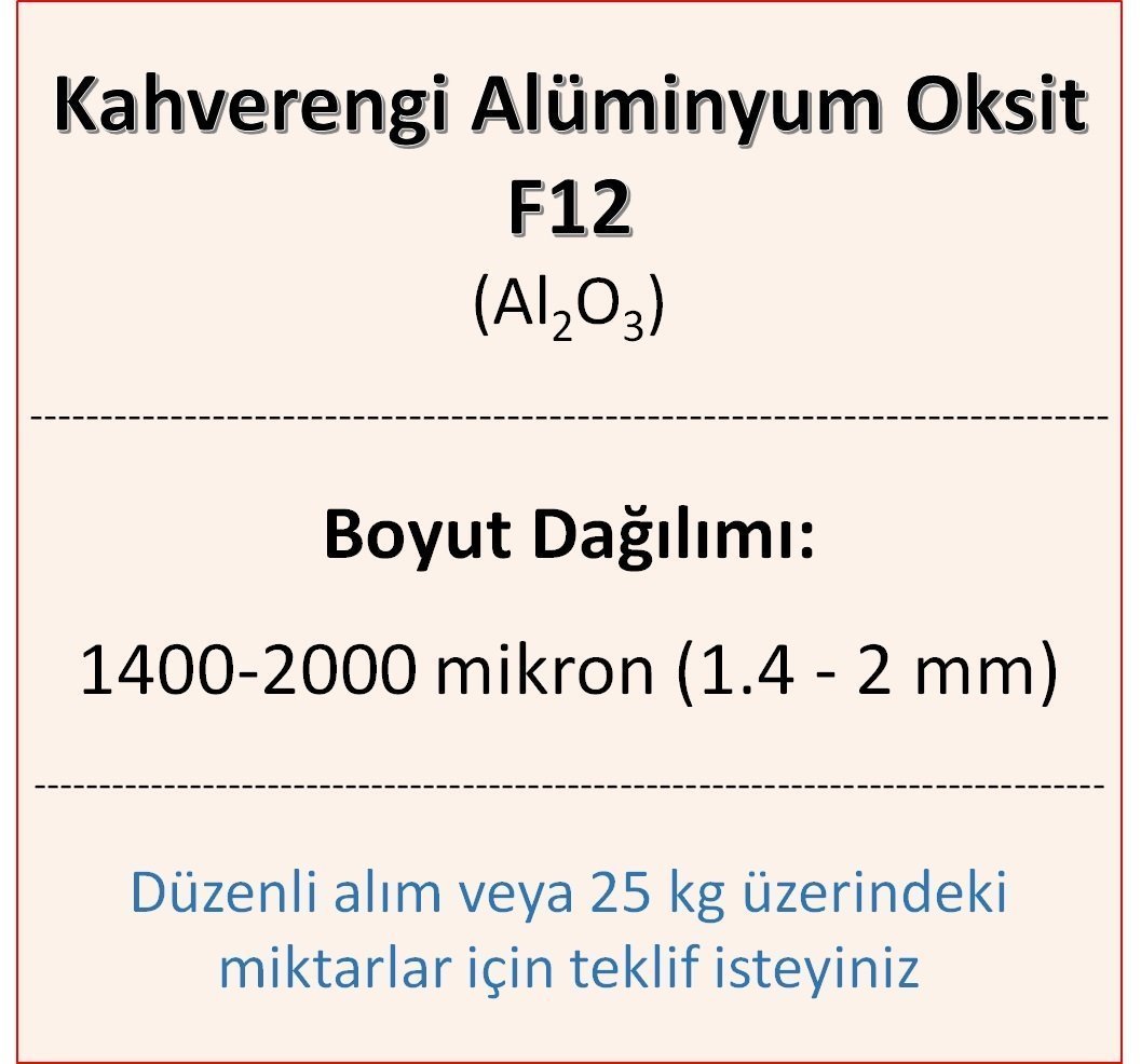 Kahverengi Alüminyum Oksit F12 - Al2O3 - 1400-2000mikron 3 kg