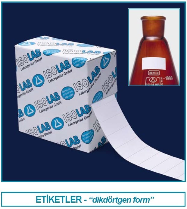 İSOLAB 099.07.038 etiket - dikdörtgen - 38 x 19 mm - beyaz - cryo kullanım (1000 etiket)