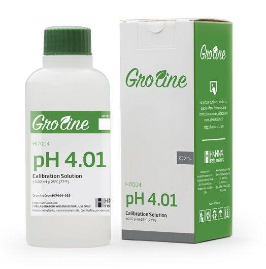 HANNA HI7004-012 GroLine pH 4,01 tamponu (+/- 0,02 pH doğruluğu - 25oC), Analiz Sertifikası ile, 120 ml