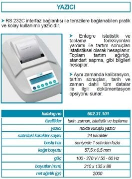 İSOLAB 602.31.101 yazıcı - terazi için (1 adet)