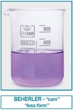 İSOLAB 025.01.400 beher - cam - kısa form - 400 ml (10 adet)