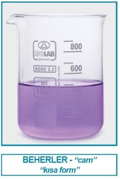İSOLAB 025.01.800 beher - cam - kısa form - 800 ml (10 adet)