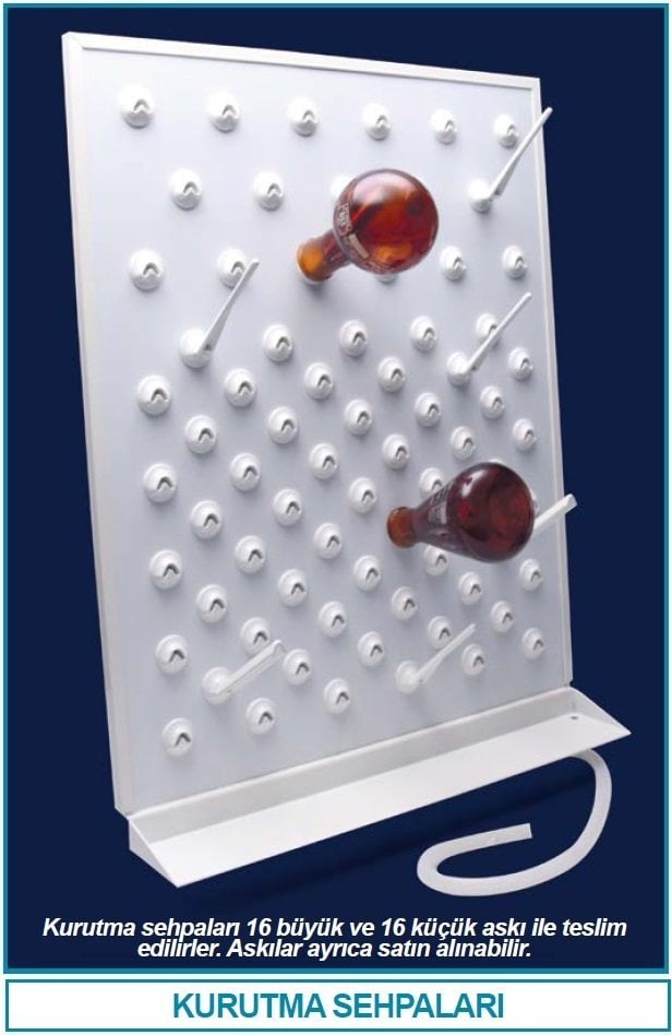 İSOLAB 071.01.002 kurutma askısı - 72 yuvalı - sökülür/takılır tutaçlı (1 adet)