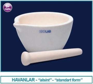 İSOLAB 038.08.150 havan - alumina - tokmağı ile - 150 mm dış çap (1 adet)