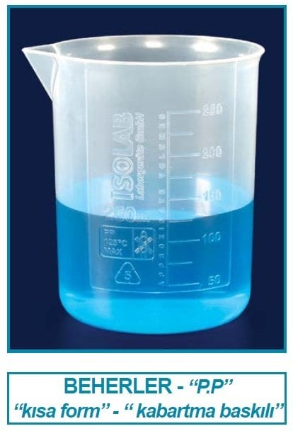 İSOLAB 026.01.901 beher - P.P - kısa form - kabartma skala - 1000 ml (1 adet)