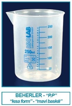 İSOLAB 026.03.901 beher - P.P - kısa form - mavi skala - 1000 ml (1 adet)
