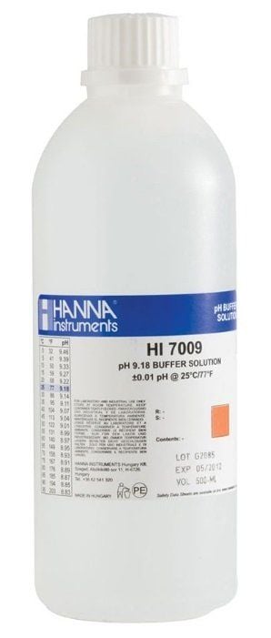 HANNA HI7009L/C pH 9.18 - 25oC Kalibrasyon Tamponu, Analiz Sertifikası ile, 500 mL şişe