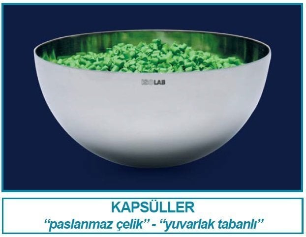 İSOLAB 038.14.060 kapsül - paslanmaz çelik - dibi yuvarlak - 60 mm (1 adet)