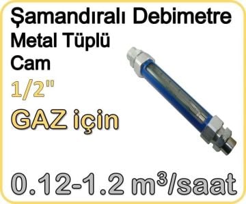 Metal Tüplü Şamandıralı Gaz Rotametre 0.12-1.2 m3/saat 1/2''