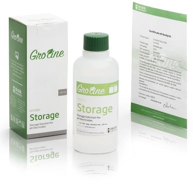 HANNA HI70300-023 pH elektrotları için GroLine Depolama Çözümü, kutu, 230 ml
