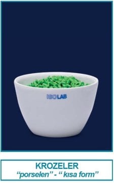 İSOLAB 038.14.L45 kroze - porselen - kısa form - çap 45 mm (6 adet)