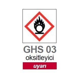 İSOLAB 099.13.T03 oksitleyici piktogramı GHS 3 uyarı etiketi 37x52mm-250 etiket