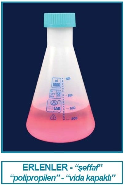İSOLAB 028.03.500 erlen - P.P - vida kapaklı - 500 ml (1 adet)