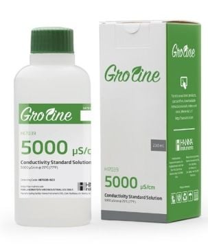 HANNA HI7039-012 GroLine 5.000 uS kalibrasyon solüsyonu, kutu, analiz sertifikası, 120 ml