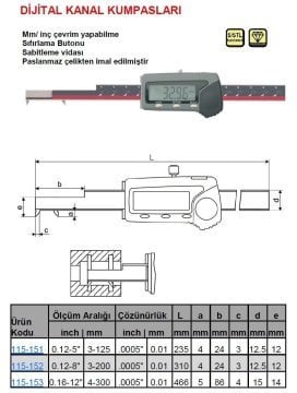 Dijital Hook Kanal Kumpas 4-300mm