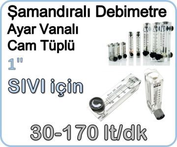 Cam Tüplü Ayar Vanalı Şamandıralı Sıvı Rotametre 30-170 lt/dk