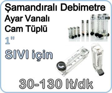 Cam Tüplü Ayar Vanalı Şamandıralı Sıvı Rotametre 30-130 lt/dk