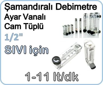 Cam Tüplü Ayar Vanalı Şamandıralı Sıvı Rotametre 1-11 lt/dk