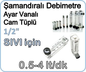 Cam Tüplü Ayar Vanalı Şamandıralı Sıvı Rotametre 0.5-4 lt/dk