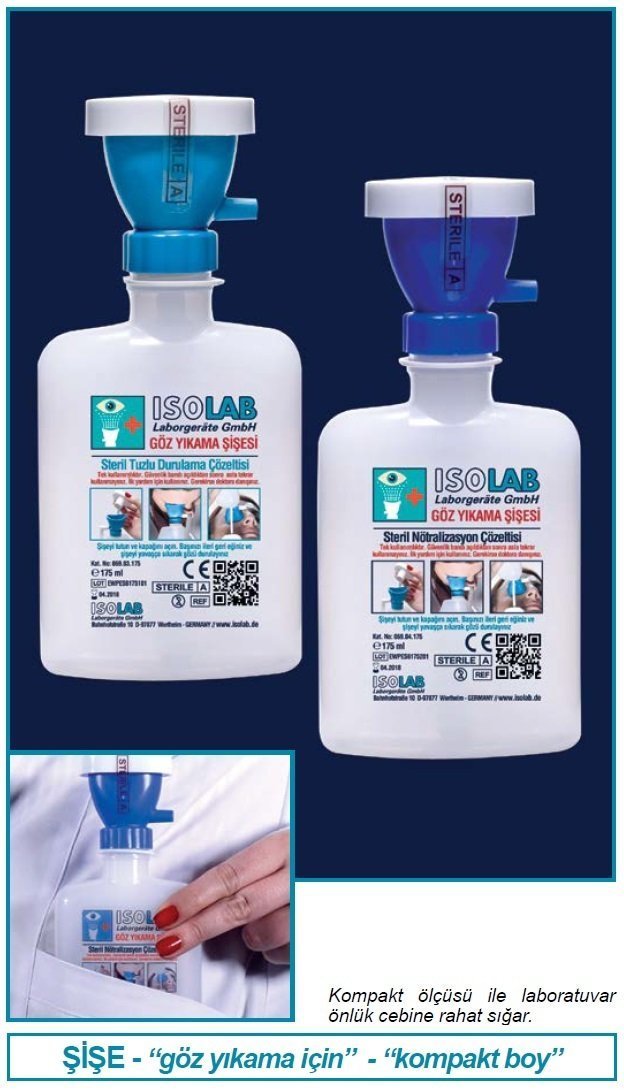 İSOLAB 069.04.T17 göz yıkama şişesi - 175 ml - nötralize çözeltisi (1 adet)