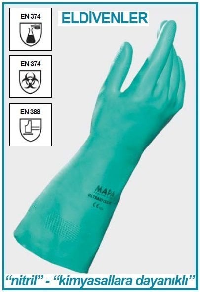 İSOLAB 080.21.008 eldiven - nitril - kimyasal koruma - medium (1 çift)