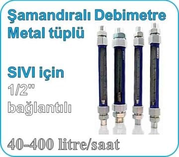 Metal Tüplü Şamandıralı Cam Sıvı Rotametre 40-400 lt/saat (1/2'' bağlantılı)