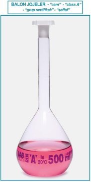 İSOLAB 013.01.051 balon joje - standard - şeffaf -A kalite- mavi skala - 50 ml - NS 14/23 (2 adet)