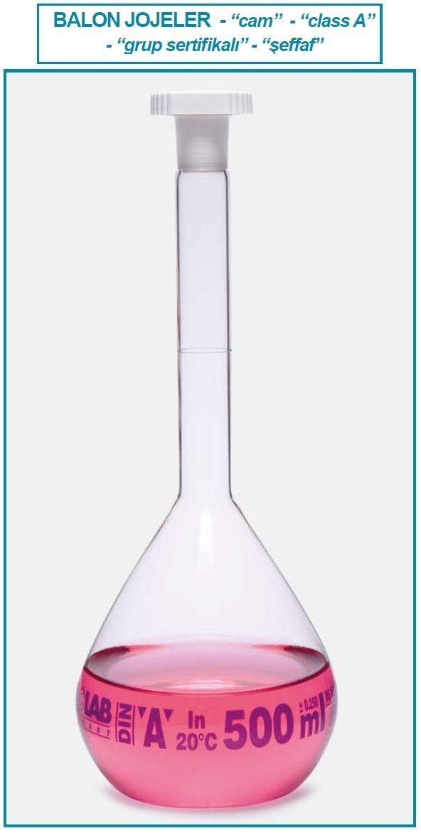 İSOLAB 013.01.150 balon joje - standard - şeffaf -A kalite- mavi skala - 150 ml - NS 14/23 (2 adet)