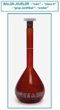 İSOLAB 014.01.051 balon joje - standard - amber -A kalite- beyaz skala - 50 ml - NS 14/23 (2 adet)