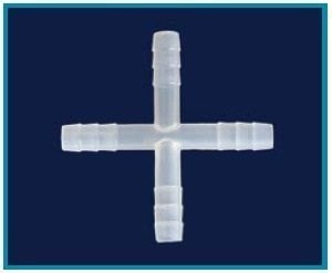İSOLAB 052.25.006 hortum bağlantı parçası - X form - 6 mm çap (1 adet)
