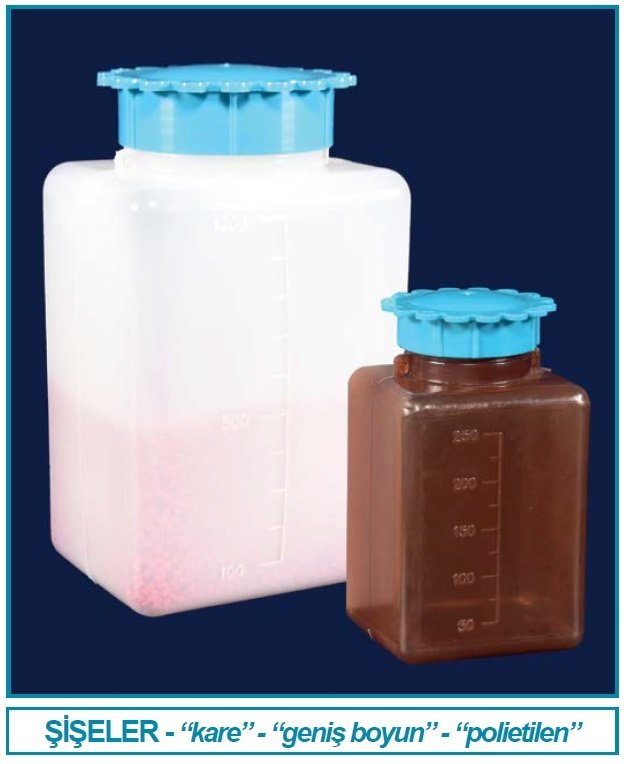 İSOLAB 061.08.902 şişe - P.E - amber - geniş boyun - vidalı kapaklı - 2000 ml - 50 adet