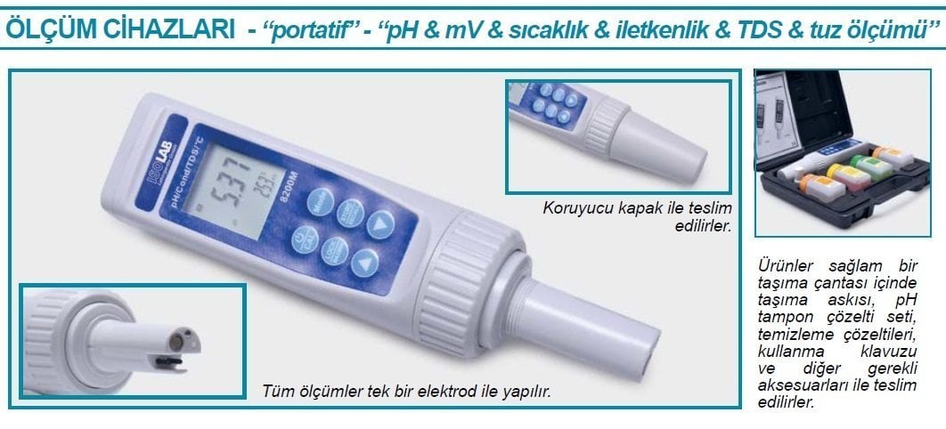 İSOLAB 616.02.002 ölçüm cihazı - el tipi - pH/mV/Sıcaklık/Kon./TDS/Tuz (1 adet)