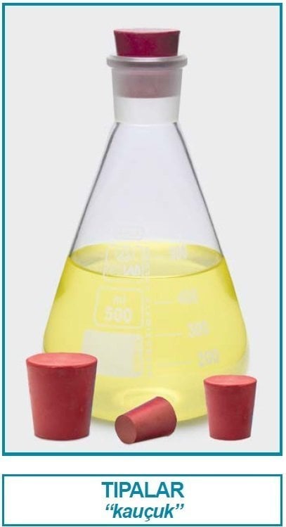 İSOLAB 051.20.016 tıpa - kauçuk - 47.0 x 55.0 mm çap - 40 mm H (6 adet)