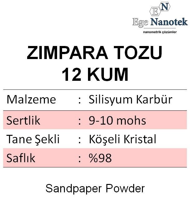 12 Kum Zımpara Tozu Silisyum Karbür P12 500 gram