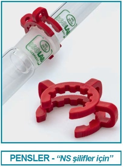 İSOLAB 063.04.029 şilif pensi - POM - NS 29/32 - kırmızı (1 adet)